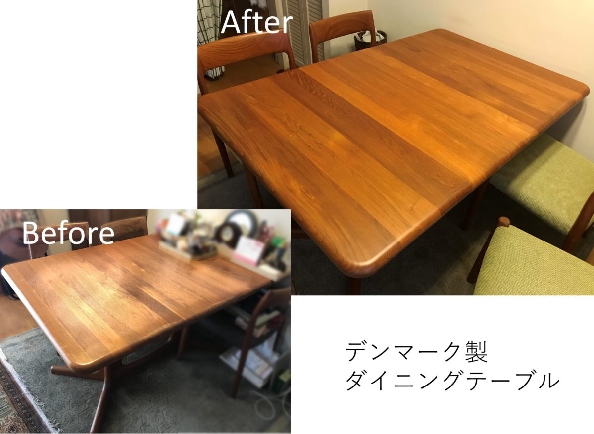 ビフォーアフター事例（212.007） テーブルの塗装・塗り替え　北欧・デザイン　東京都目黒区 | 椅子張替え　オリーブ